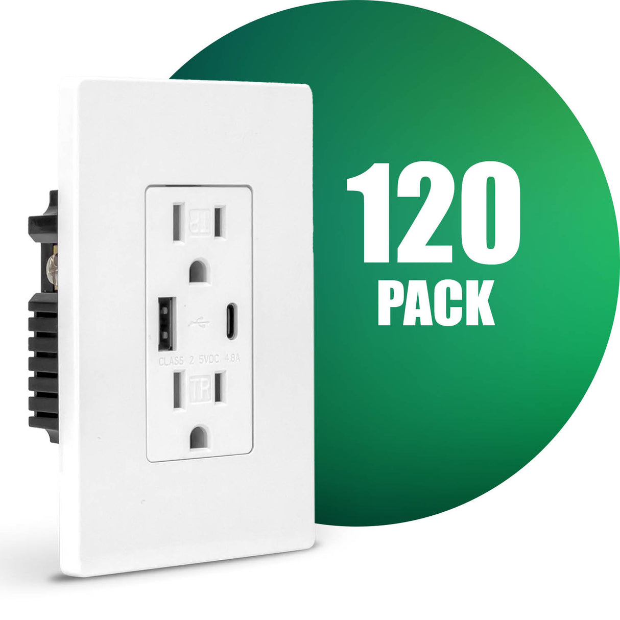QPlus 15 Amp Type-C & A Wall Receptacle Outlet, Tamper Resistant 1875W - UL Listed