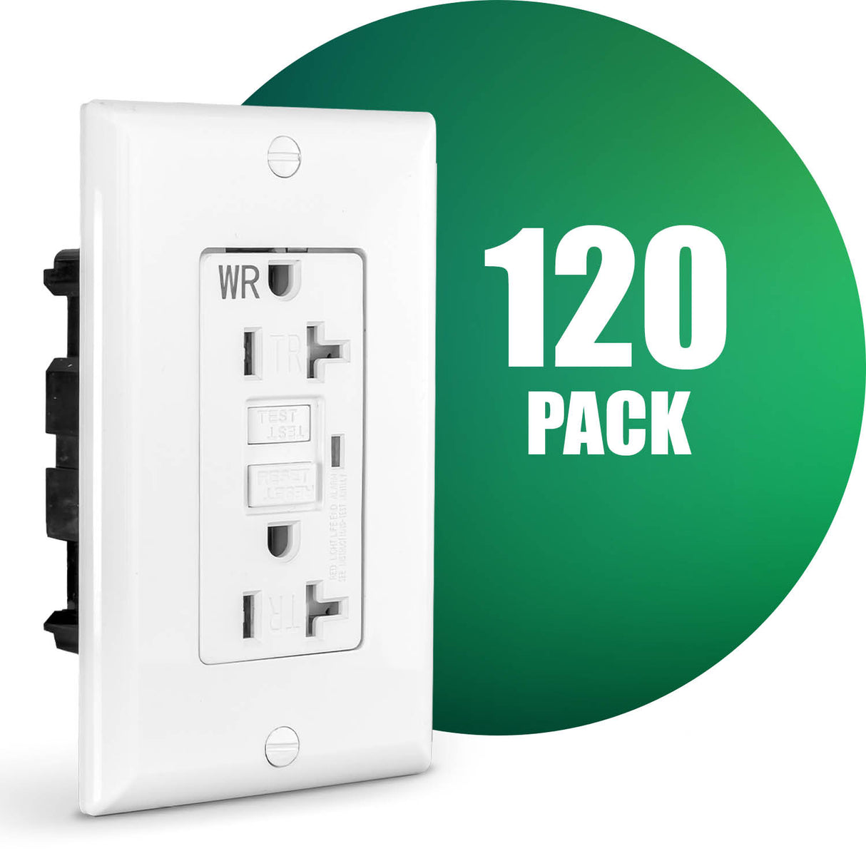 Tomacorriente GFCI QPlus de 20 amperios resistente a manipulaciones y al agua con indicador LED de 2500 W - Listado UL 