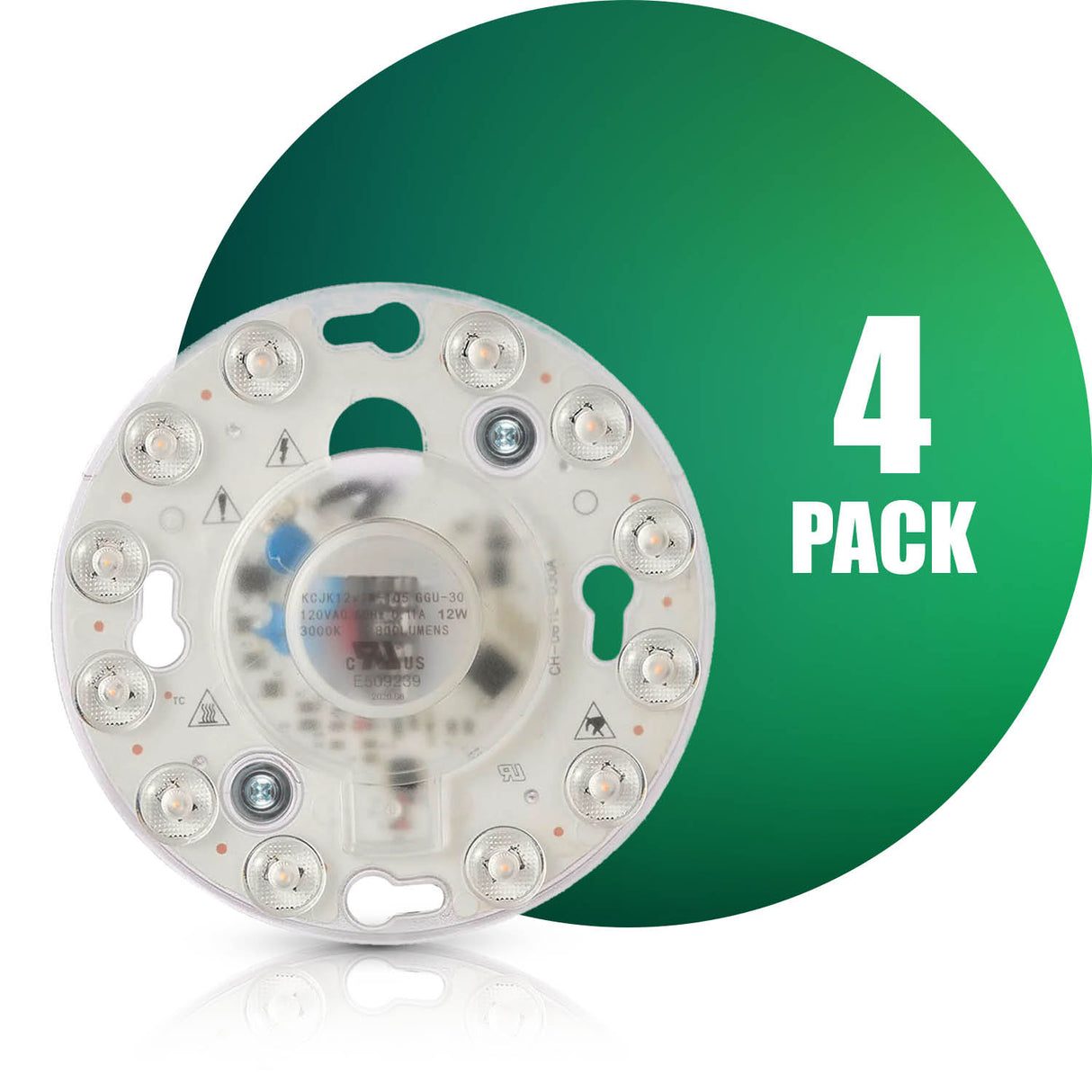 QPlus LED Circular Module Panel, Replacement Light, 4.1 Inch, 12W, 800LM, 1CCT(3000K/4000K/5000K), Dimmable, Energy Star Certified, ETL Listed, 5 Year Warranty