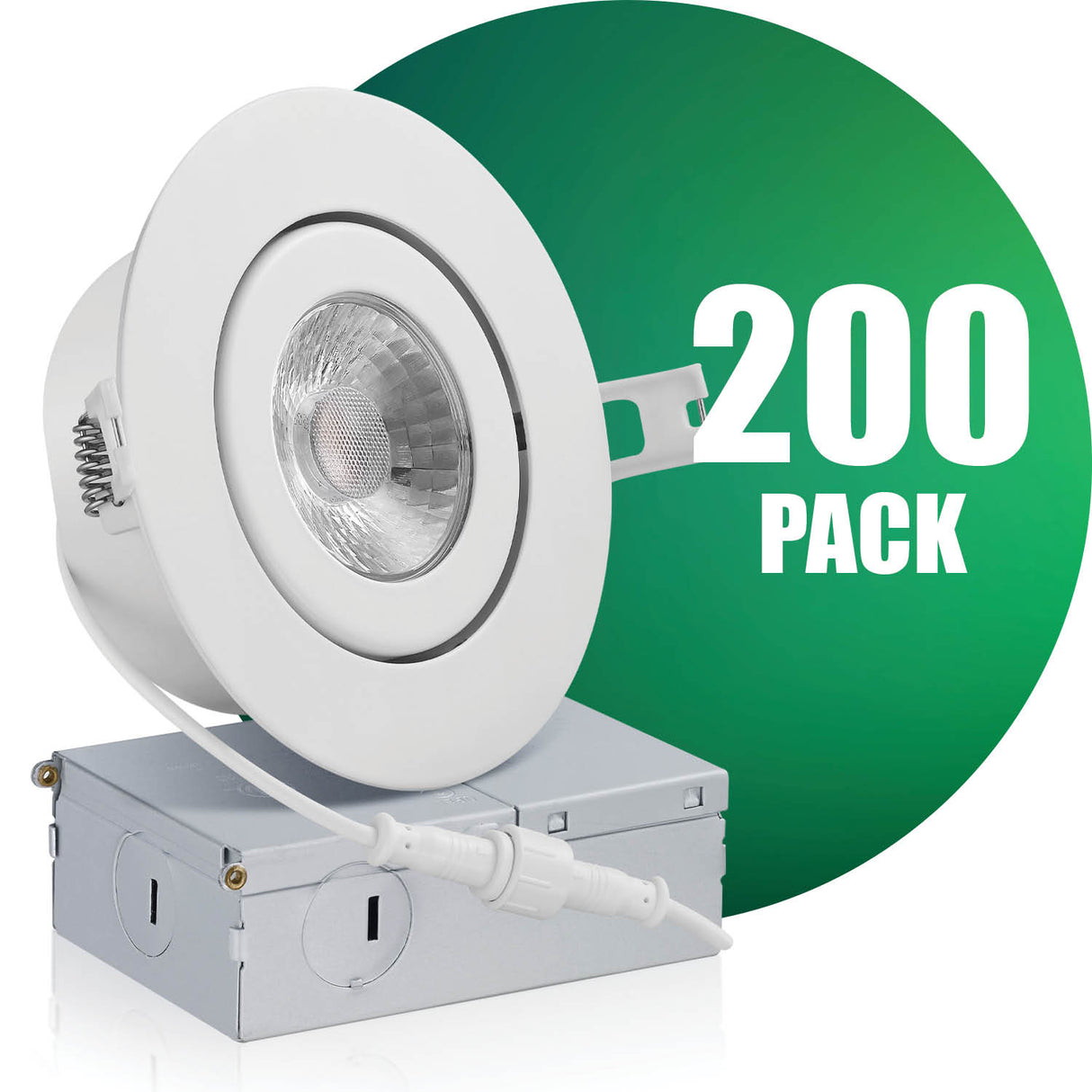 QPlus Luz LED empotrable tipo cardán hermético de 4 pulgadas con caja de conexiones de metal, 10 W, 750 lm, CCT único, regulable, certificación Energy Star, certificación ETL, clasificación IC, ubicación húmeda, 5 años de garantía 