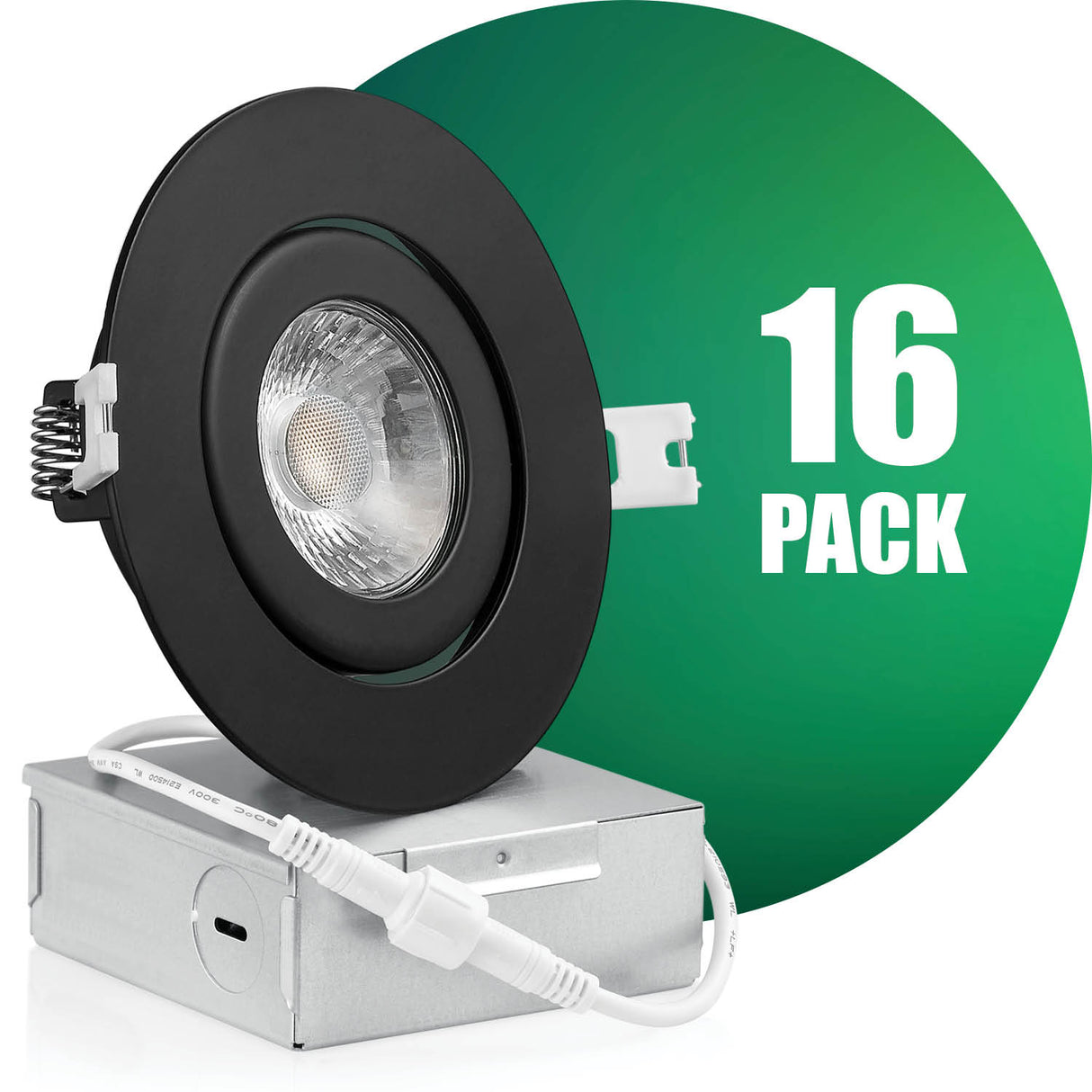 QPlus Luz LED empotrable Gimbal de 4 pulgadas con caja de conexiones de metal, 10 W, 750 lm, CCT único, regulable, certificación Energy Star, certificación ETL, clasificación IC, ubicación húmeda, 5 años de garantía 