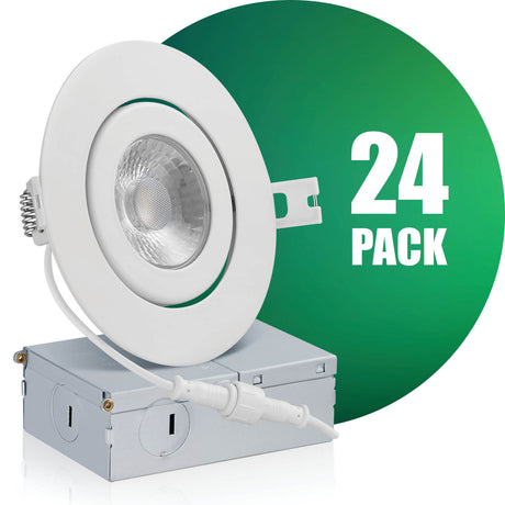 QPlus Luz LED empotrable Gimbal de 4 pulgadas con caja de conexiones de metal, 10 W, 750 lm, CCT único, regulable, certificación Energy Star, certificación ETL, clasificación IC, ubicación húmeda, 5 años de garantía 