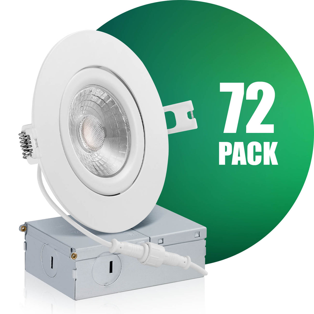 QPlus Luz LED empotrable tipo cardán de 4 pulgadas con caja de conexiones de metal, espacio estrecho, 10 W, 750 lm, CCT único, regulable, certificación Energy Star, certificación ETL, clasificación IC, ubicación húmeda, 5 años de garantía