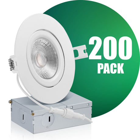 QPlus Luz LED empotrable tipo cardán de 4 pulgadas con caja de conexiones de metal, espacio estrecho, 10 W, 750 lm, CCT único, regulable, certificación Energy Star, certificación ETL, clasificación IC, ubicación húmeda, 5 años de garantía