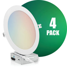 Load image into Gallery viewer, QPlus 8 Inch LED Recessed Slim Pot light with the Metal Junction Box, 18W, 14000LM, 4CCT(3000K/4000K/5000K/6500K) Color Changeable from the Wall Switch, Dimmable, Energy Star Certified, ETL Listed, IC-Rated, Wet Rated, 5 Year Warranty