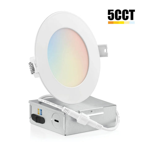 Focos LED empotrables delgados QPlus de 4 pulgadas para ubicaciones secas y húmedas 9W (=75W)