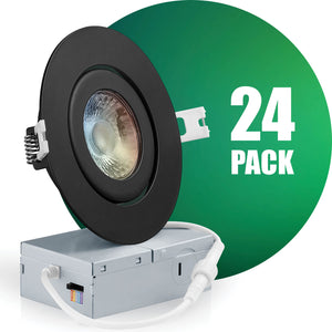 4 Inch Recessed LED Lighting, Gimbal, 5CCT Color Selectable, Wet Rated, Black Trim