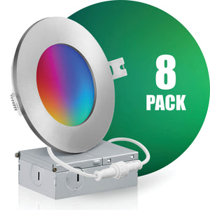 QPlus Smart Slim LED Pot Light de 4 pulgadas (WiFi - Sin concentrador) - RGB 16 millones de colores y blanco sintonizable 2700K a 6500K