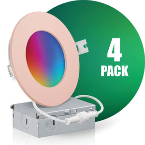 QPlus Smart Slim LED Pot Light de 4 pulgadas (WiFi - Sin concentrador) - RGB 16 millones de colores y blanco sintonizable 2700K a 6500K