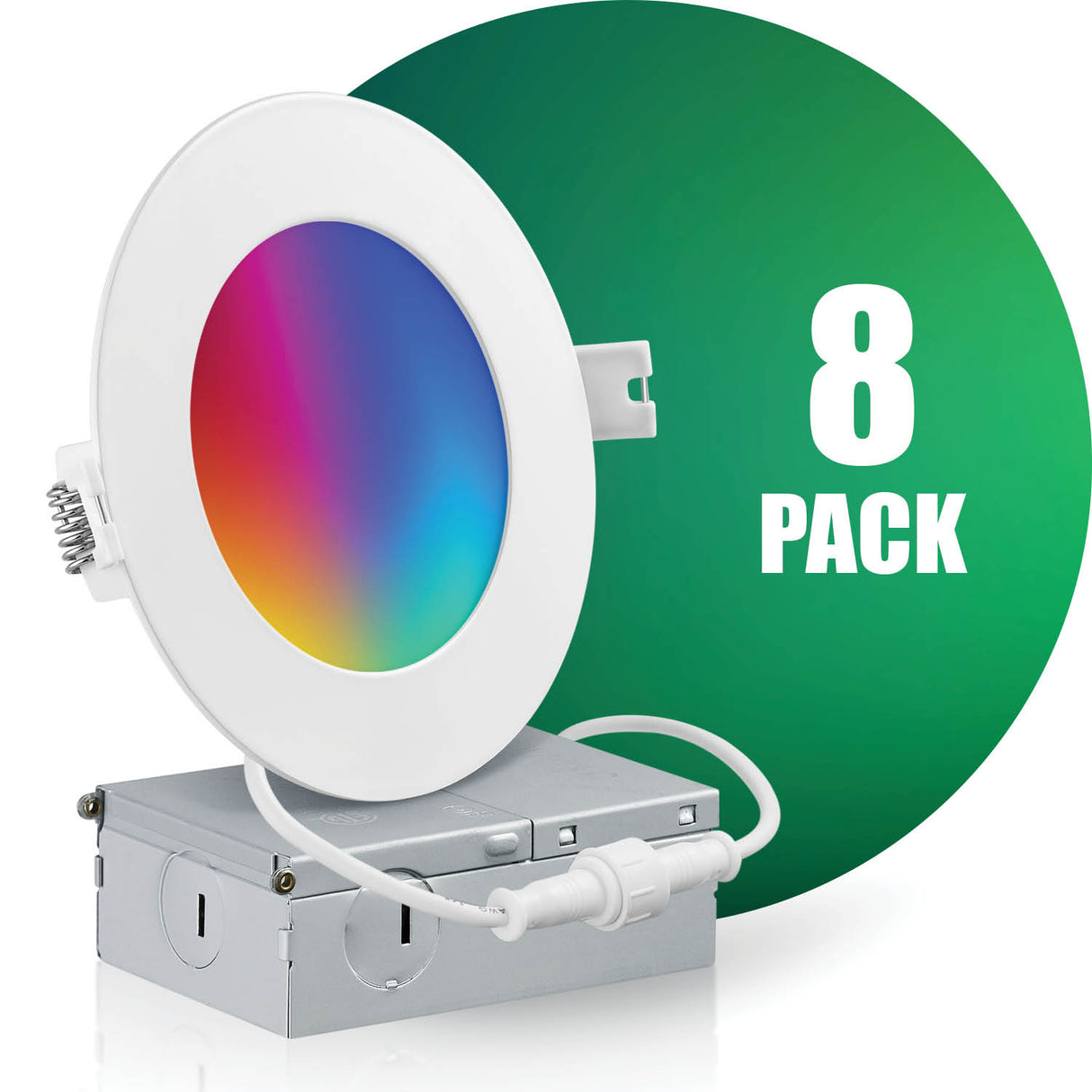 QPlus Smart Slim LED Pot Light de 4 pulgadas (WiFi - Sin concentrador) - RGB 16 millones de colores y blanco sintonizable 2700K a 6500K