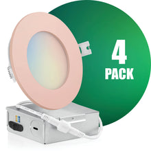 Load image into Gallery viewer, QPlus 4 Inch LED Recessed Slim Pot Light with the Metal Junction Box, 10W, 750LM, 5CCT(2700K/3000K/3500/4000K/5000K) Color Changeable, EZ (4 port) Connector, Dimmable, Energy Star Certified, ETL Listed, IC-Rated, Wet Rated, 5 Year Warranty