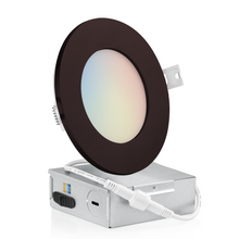 Load image into Gallery viewer, QPlus 4 Inch LED Recessed Slim Pot Light with the Metal Junction Box, 10W, 750LM, 5CCT(2700K/3000K/3500/4000K/5000K) Color Changeable, EZ (4 port) Connector, Dimmable, Energy Star Certified, ETL Listed, IC-Rated, Wet Rated, 5 Year Warranty