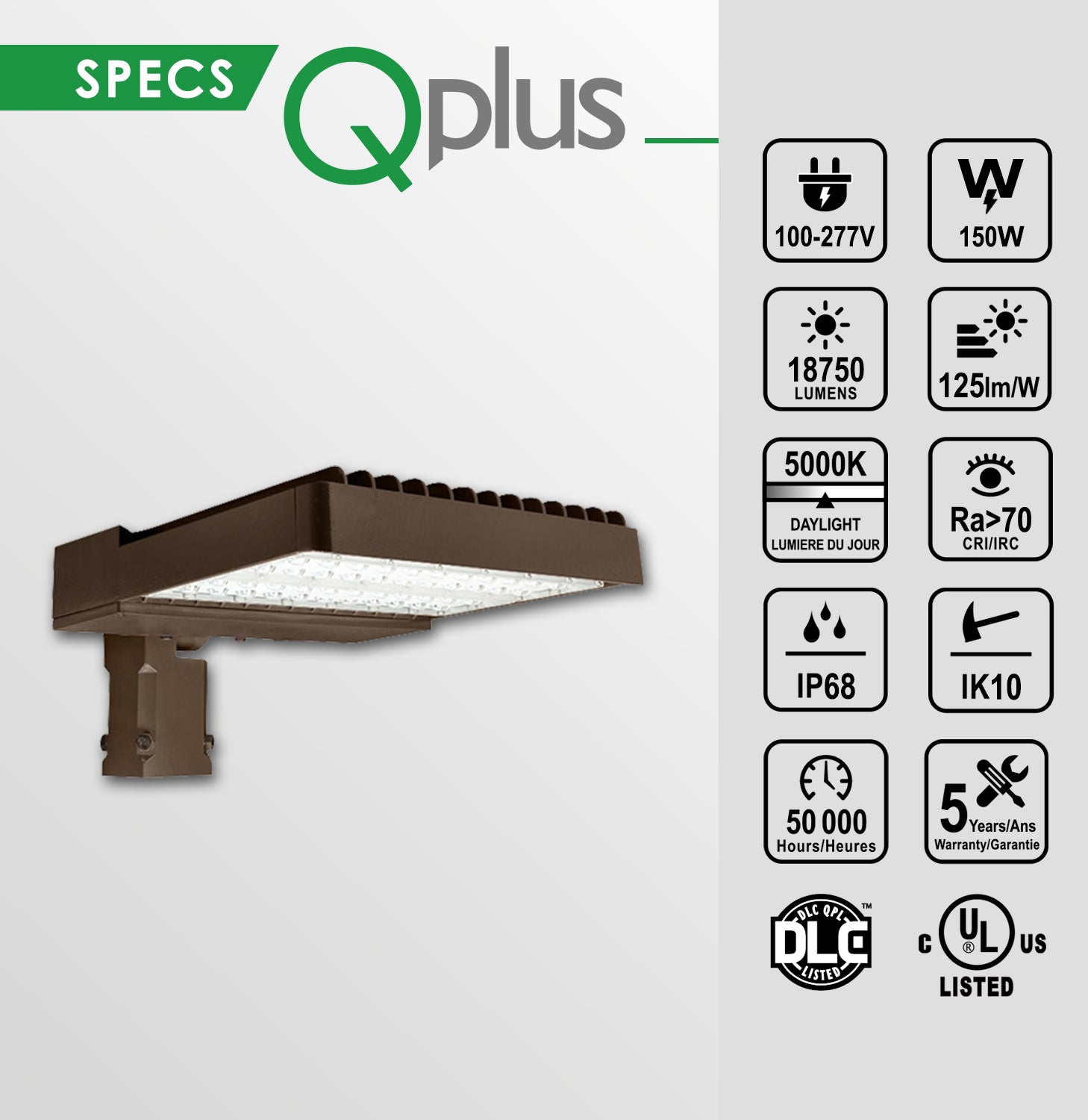 Shobox Lighting 5000K LED Shoebox Light | Parking Lot Light | Qplushome.ca