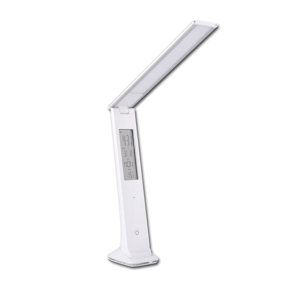 QPlus Lámpara de escritorio LED de estilo delgado, elegante, recargable, con pantalla digital - 3 niveles de brillo