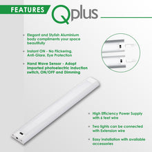 Load image into Gallery viewer, QPlus Hand Sweep Sensor Under Cabinet/Closet LED Lights with Power Adapter (Set of 2) 3000K or 4000K