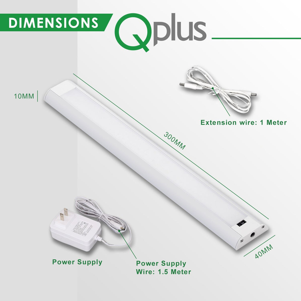 Sensor de barrido manual QPlus debajo del gabinete/luces LED del armario con adaptador de corriente (juego de 2) 3000K o 4000K